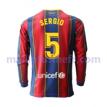 Maillot de Foot FC Barcelone Sergio Busquets 5 Domicile 2020-21 Manches Longues